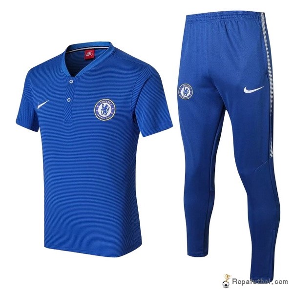 Polo Chelsea Conjunto Completo 2017/18 Azul